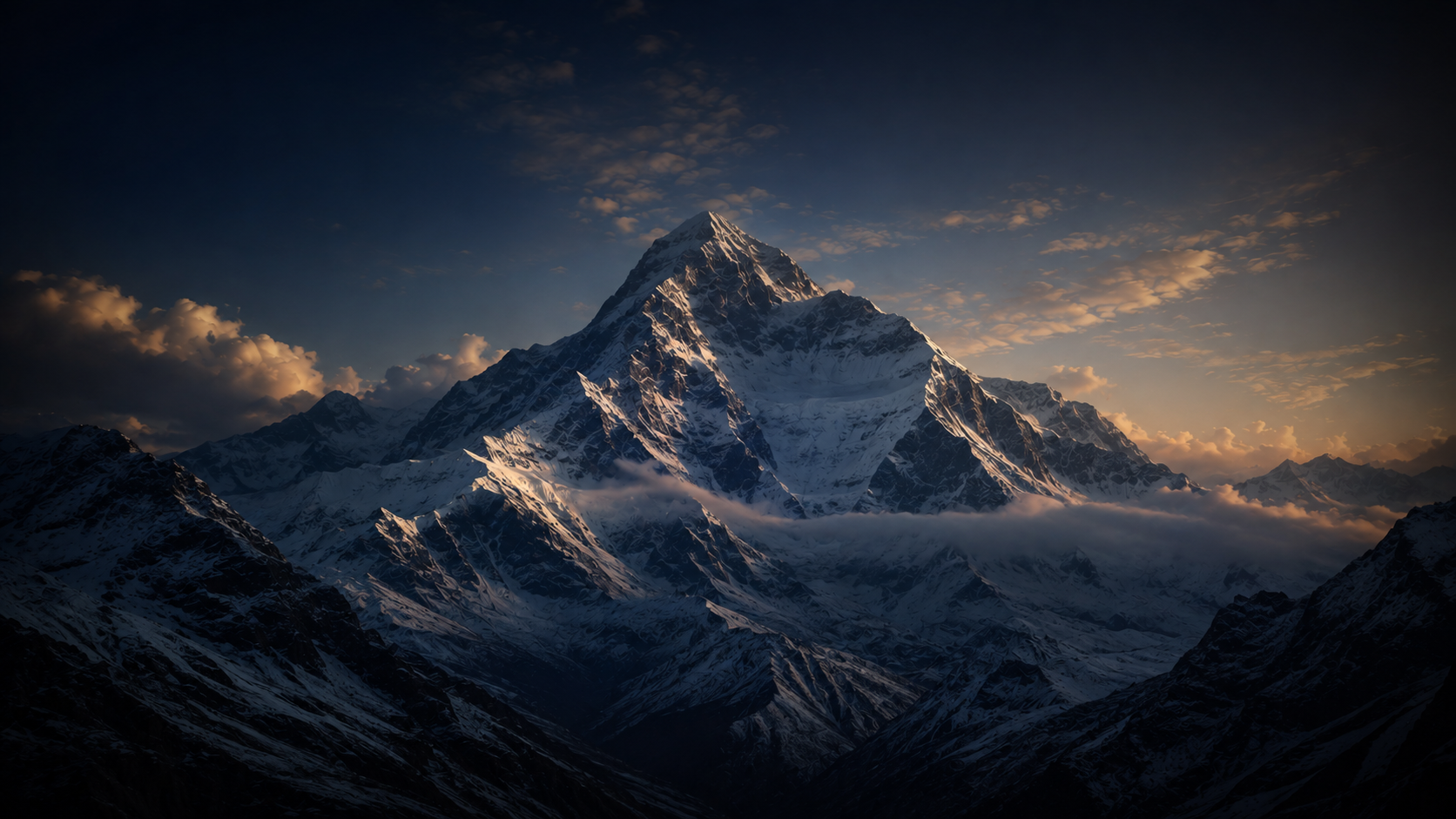 Mount Everest at sunset